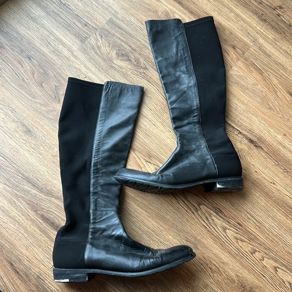 Stuart Weitzman 50 50 black leather knee boot